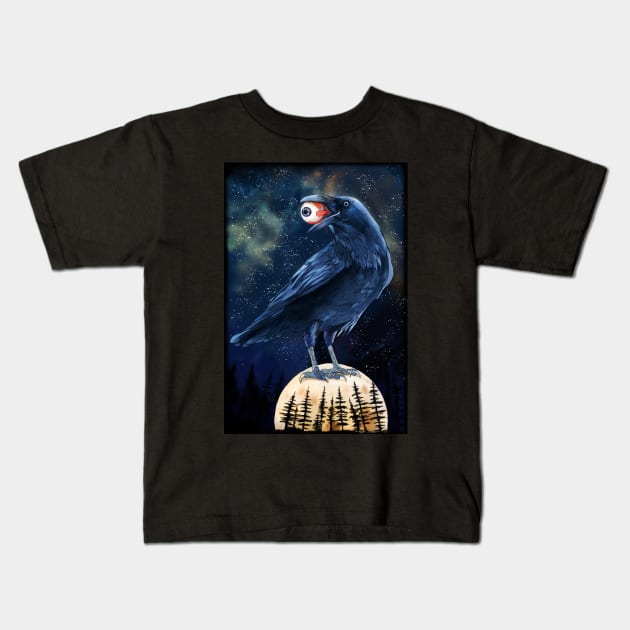 Odin's Raven Kids T-Shirt by gothicrune